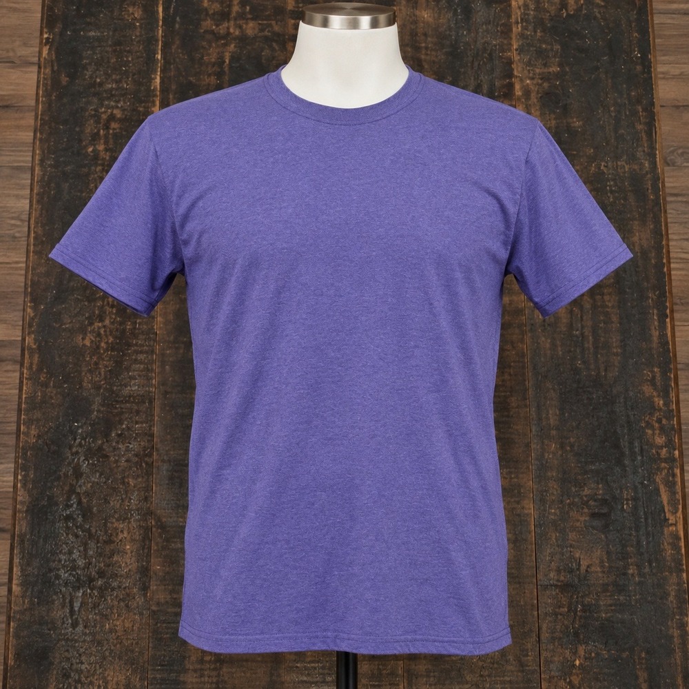 Fruit of the Loom Womens M Heather Purple Crewneck Short Sleeve Basic Casual Tee